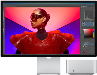 A movie being edited using Mac Studio and Studio Display
